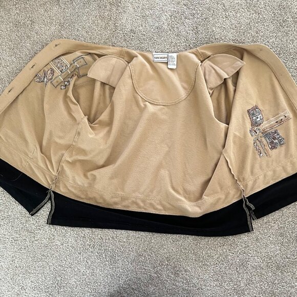 Cottage Prairie y2k Embroidered Patchwork Beige Button-Up Cardigan Large - Picture 5 of 11